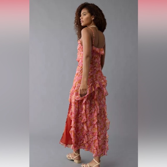 NWT AE Asymmetrical Ruffle Maxi Slip Dress - Picture 3 of 8